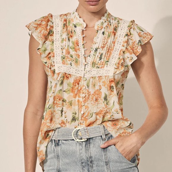 Kivari - Everly Blouse - White Floral (NWT) - Picture 1 of 3